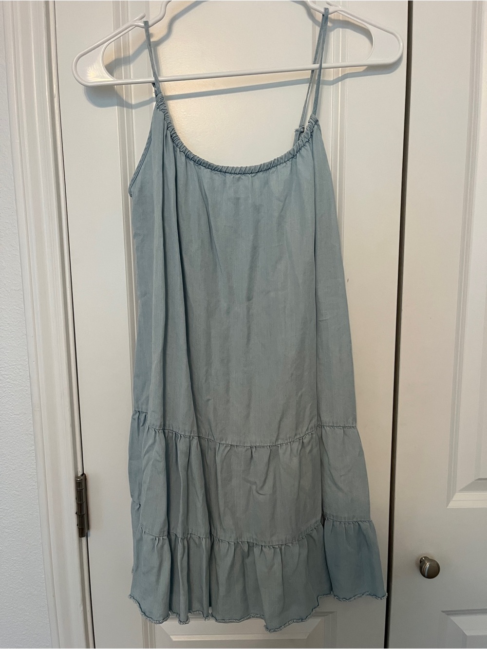 Others Follow Pale Blue Smocked Waistband Top